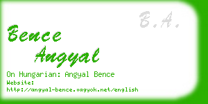 bence angyal business card